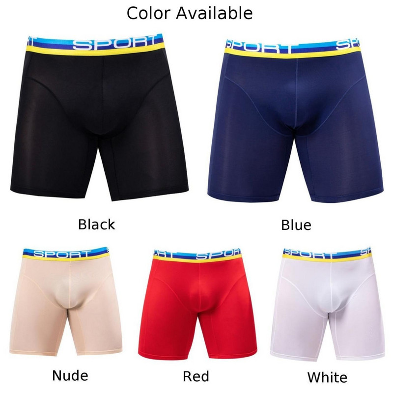 Rastezljive duge bokserice Muške kratke hlače U konveksni penis Big Pouch Bokserice Muške udobne gaće Sportsko donje rublje visokog struka