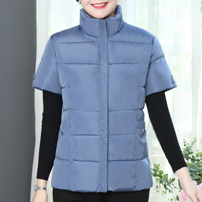 Νέο γυναικείο βαμβακερό γιλέκο με κοντό μανίκι χειμωνιάτικη ζακέτα Ζεστή μάρκα φαρδύ παλτό Σχεδιαστής Ένδυσης Υπερμεγέθης Παχύνοντας