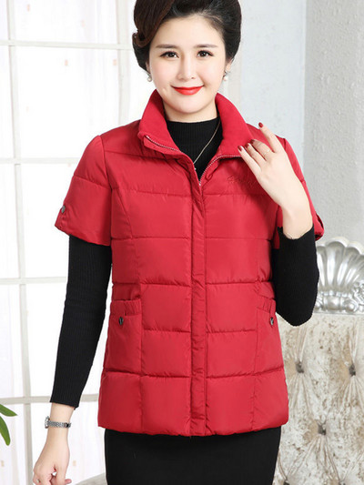 Νέο γυναικείο βαμβακερό γιλέκο με κοντό μανίκι χειμωνιάτικη ζακέτα Ζεστή μάρκα φαρδύ παλτό Σχεδιαστής Ένδυσης Υπερμεγέθης Παχύνοντας