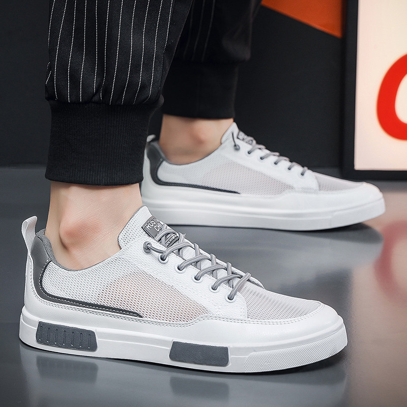 2023 Nové jarné ploché šnurovacie sieťované tenisky pre mužov, ležérne, outdoorové, protišmykové, pohodlné, priedušné, univerzálne, vulkanizované topánky