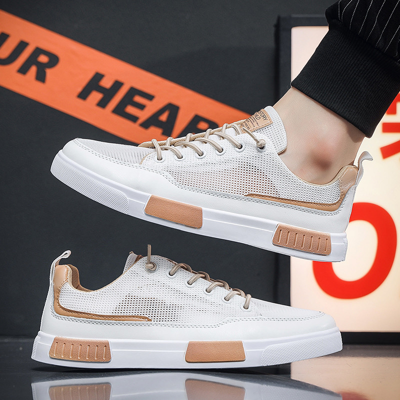 2023 Nové jarné ploché šnurovacie sieťované tenisky pre mužov, ležérne, outdoorové, protišmykové, pohodlné, priedušné, univerzálne, vulkanizované topánky