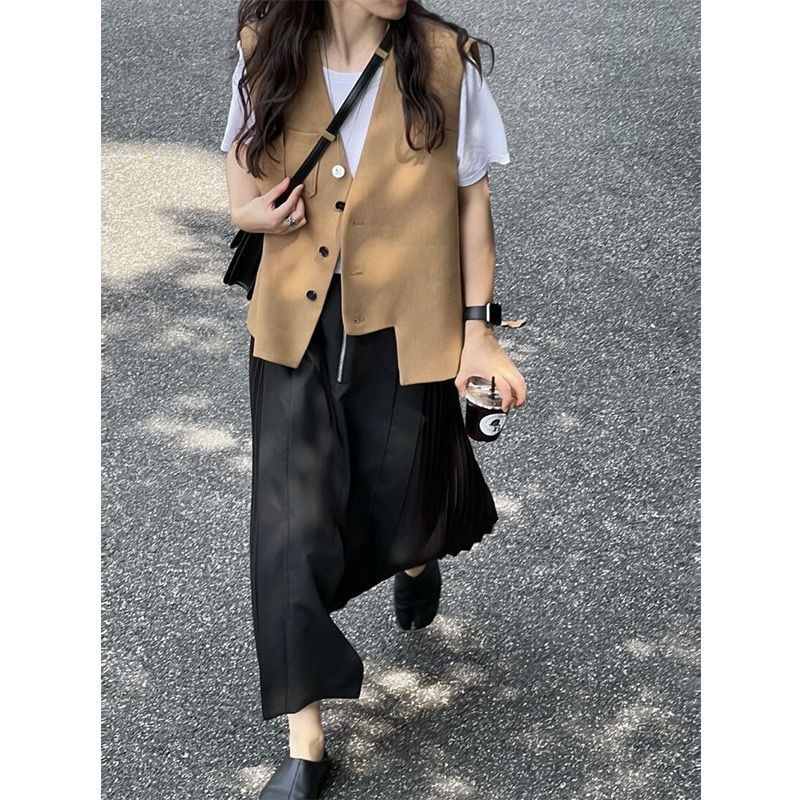 Vestă fără mâneci la modă nouă, jachetă de primăvară toamnă, vestă pentru femei, cardigan, ocazional coreean, îmbrăcăminte de designer pentru femei