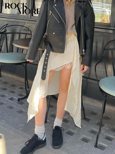 Dlhé sukne s asymetrickým čipkovaným prešívaním Rockmore, elegantný plážový štýl, sexy dámska midi sukňa, retro oblečenie pre rozprávkové korzety Y2K 2023