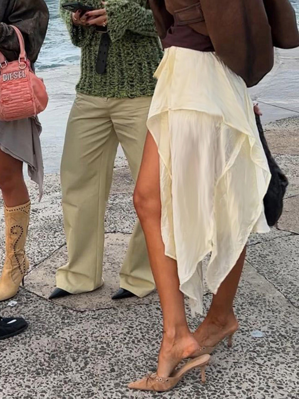 Dlhé sukne s asymetrickým čipkovaným prešívaním Rockmore, elegantný plážový štýl, sexy dámska midi sukňa, retro oblečenie pre rozprávkové korzety Y2K 2023