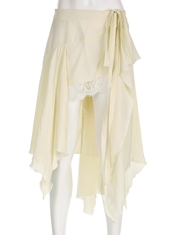 Dlhé sukne s asymetrickým čipkovaným prešívaním Rockmore, elegantný plážový štýl, sexy dámska midi sukňa, retro oblečenie pre rozprávkové korzety Y2K 2023