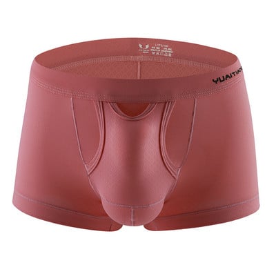 Boxer pentru bărbați din mătase de gheață Scrotum Capsule, respirabil, uscare rapidă, chiloți pentru bărbați Cueca, husă pentru penis, geantă separată, chiloți sexy