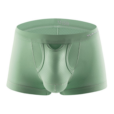 Boxer pentru bărbați din mătase de gheață Scrotum Capsule, respirabil, uscare rapidă, chiloți pentru bărbați Cueca, husă pentru penis, geantă separată, chiloți sexy