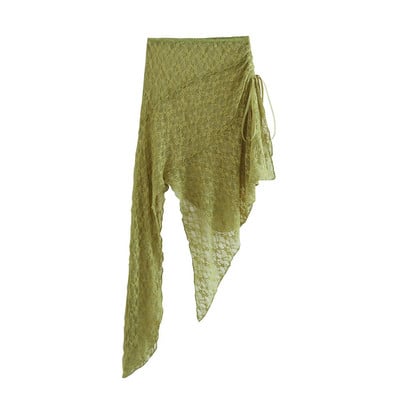 SLTNX 2023 m. madingas moteriškas vasarinis sijonas moteriškas skaidrus seksualus plonas nėriniuotas sijonas moterims Asimetriškas prašmatnus suvarstomas ilgas sijonas