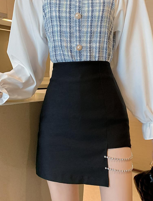 Îmbrăcăminte Fusta scurtă pentru femei Tenue de club de noapte Fuste pentru femei Paiete sexy cu fantă Mini Imbracăminte de stradă modestă și elegantă Moda Y2k