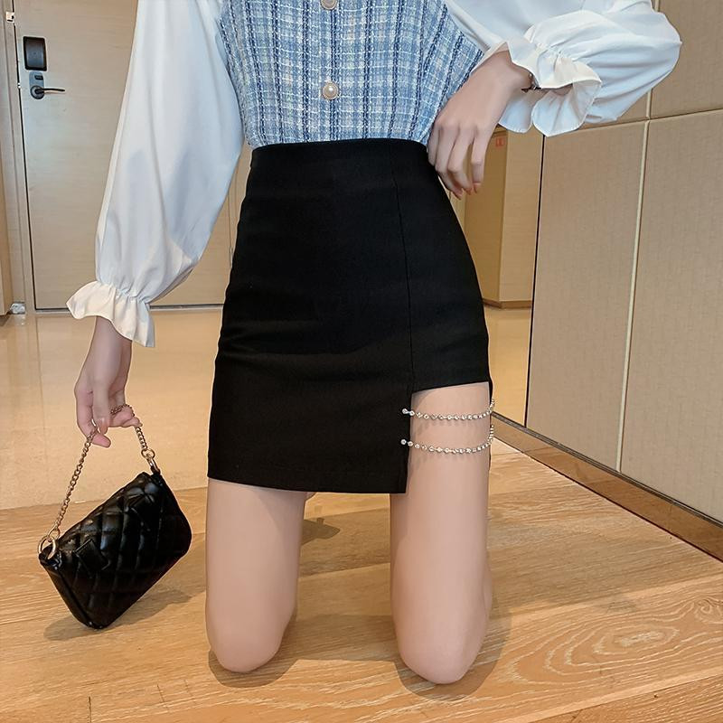 Îmbrăcăminte Fusta scurtă pentru femei Tenue de club de noapte Fuste pentru femei Paiete sexy cu fantă Mini Imbracăminte de stradă modestă și elegantă Moda Y2k