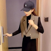 Jachetă de costum pentru femei de modă coreeană Vestă Cardigan fără mâneci Top decupat Ieftin cu ridicata Transport gratuit Vestă pentru agrement Grace