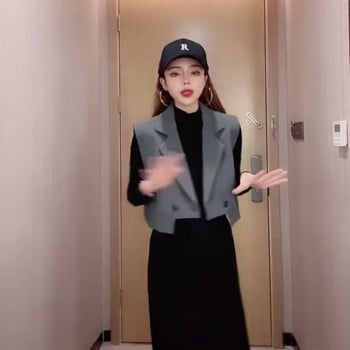 Κορεάτικη μόδα γυναικείο κοστούμι σακάκι γιλέκο αμάνικο ζακέτα κομμένη κορυφή Φτηνές χονδρικές Δωρεάν αποστολή Leisure Γιλέκο Grace