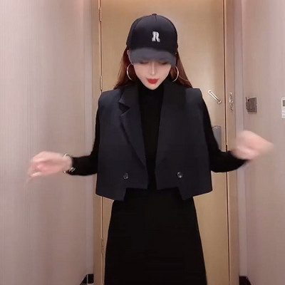 Jachetă de costum pentru femei de modă coreeană Vestă Cardigan fără mâneci Top decupat Ieftin cu ridicata Transport gratuit Vestă pentru agrement Grace