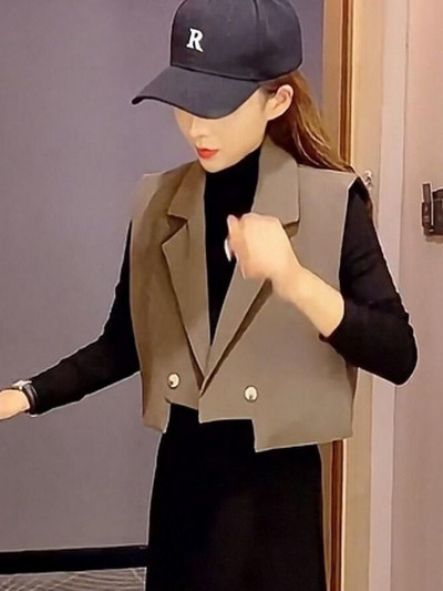 Jachetă de costum pentru femei de modă coreeană Vestă Cardigan fără mâneci Top decupat Ieftin cu ridicata Transport gratuit Vestă pentru agrement Grace