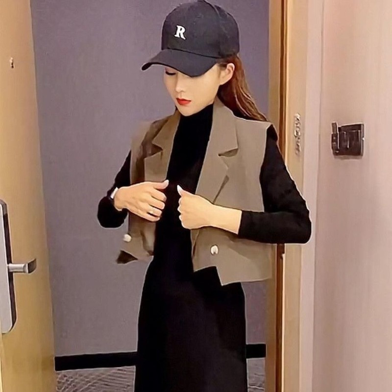 Jachetă de costum pentru femei de modă coreeană Vestă Cardigan fără mâneci Top decupat Ieftin cu ridicata Transport gratuit Vestă pentru agrement Grace