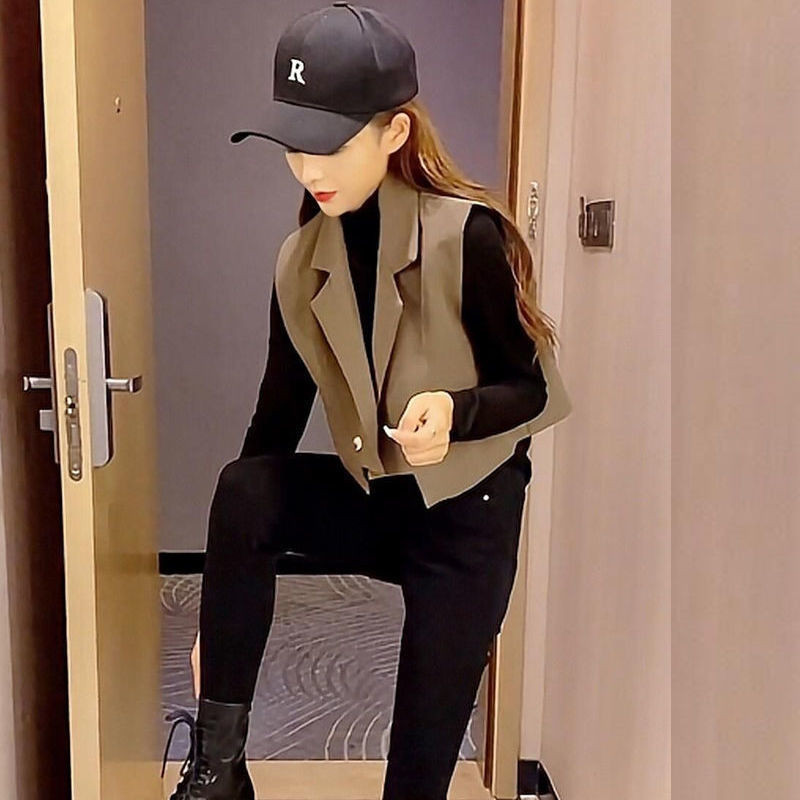 Jachetă de costum pentru femei de modă coreeană Vestă Cardigan fără mâneci Top decupat Ieftin cu ridicata Transport gratuit Vestă pentru agrement Grace