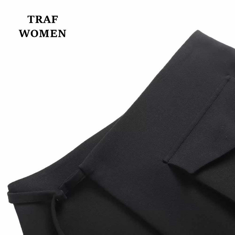 TRAF FEMEII 2023 Primăvară Nou Fusta mini cu talie înaltă Design Sense Buzunar Decorație Asimetrică Moda Femei Fusta Vintage 7563055