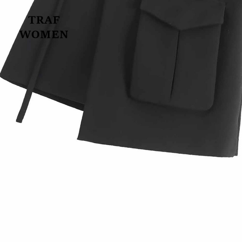 TRAF FEMEII 2023 Primăvară Nou Fusta mini cu talie înaltă Design Sense Buzunar Decorație Asimetrică Moda Femei Fusta Vintage 7563055