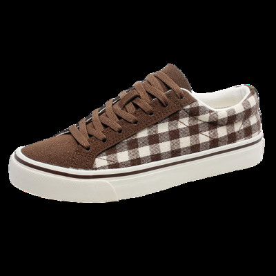 Jesenné nové šnurovacie párové trendy v kórejskej verzii, retro priedušné ležérne kockované pánske topánky, skateboardové topánky s výklenkom