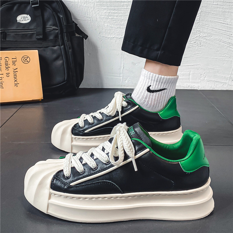 Varf rotund de primăvară, fund gros, cu șireturi, pantofi casual pentru bărbați, modă, anti-alunecare, confortabile, toate se potrivesc, pantofi solizi pentru bărbați 2023