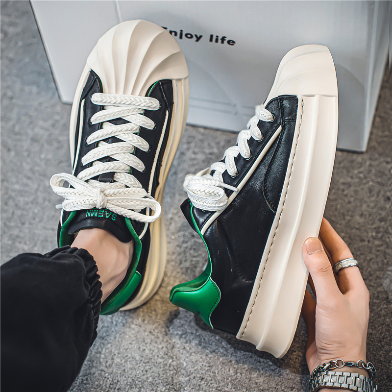 Varf rotund de primăvară, fund gros, cu șireturi, pantofi casual pentru bărbați, modă, anti-alunecare, confortabile, toate se potrivesc, pantofi solizi pentru bărbați 2023