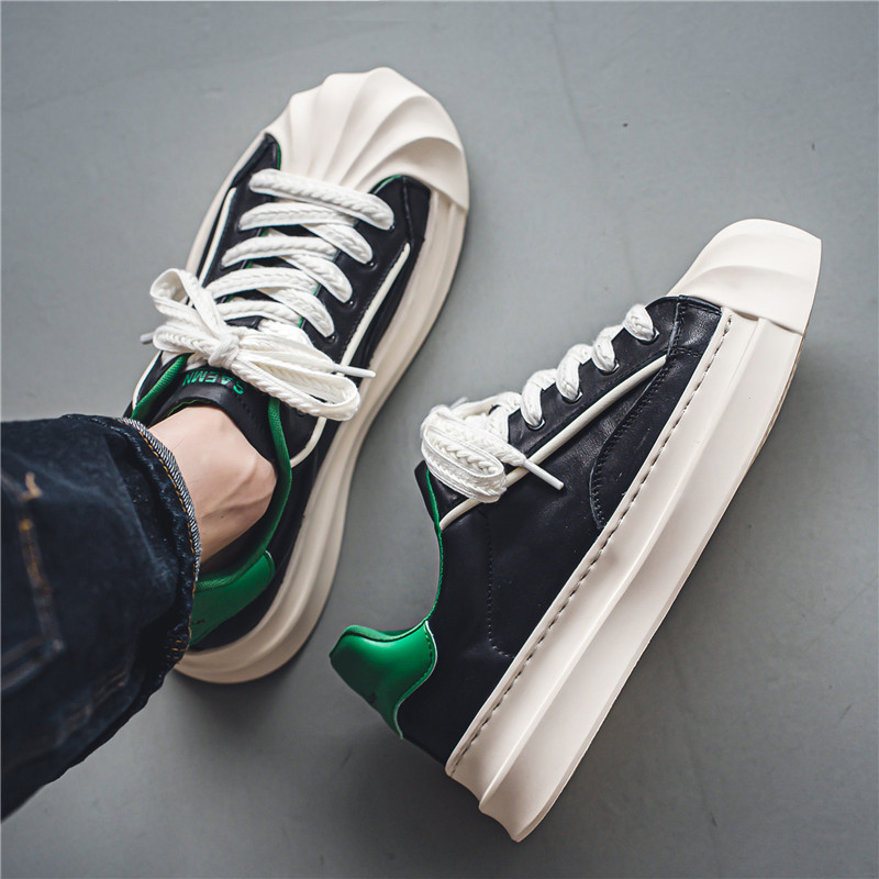 Varf rotund de primăvară, fund gros, cu șireturi, pantofi casual pentru bărbați, modă, anti-alunecare, confortabile, toate se potrivesc, pantofi solizi pentru bărbați 2023