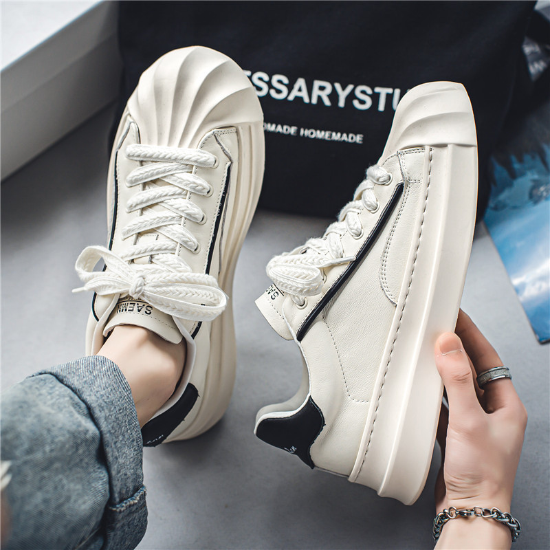 Varf rotund de primăvară, fund gros, cu șireturi, pantofi casual pentru bărbați, modă, anti-alunecare, confortabile, toate se potrivesc, pantofi solizi pentru bărbați 2023