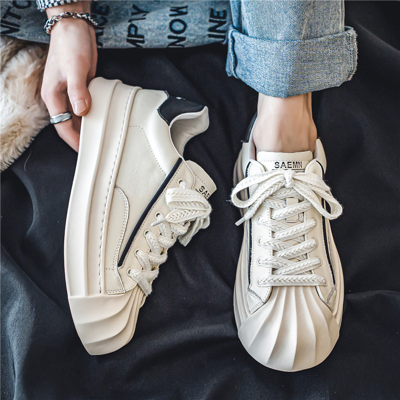 Varf rotund de primăvară, fund gros, cu șireturi, pantofi casual pentru bărbați, modă, anti-alunecare, confortabile, toate se potrivesc, pantofi solizi pentru bărbați 2023