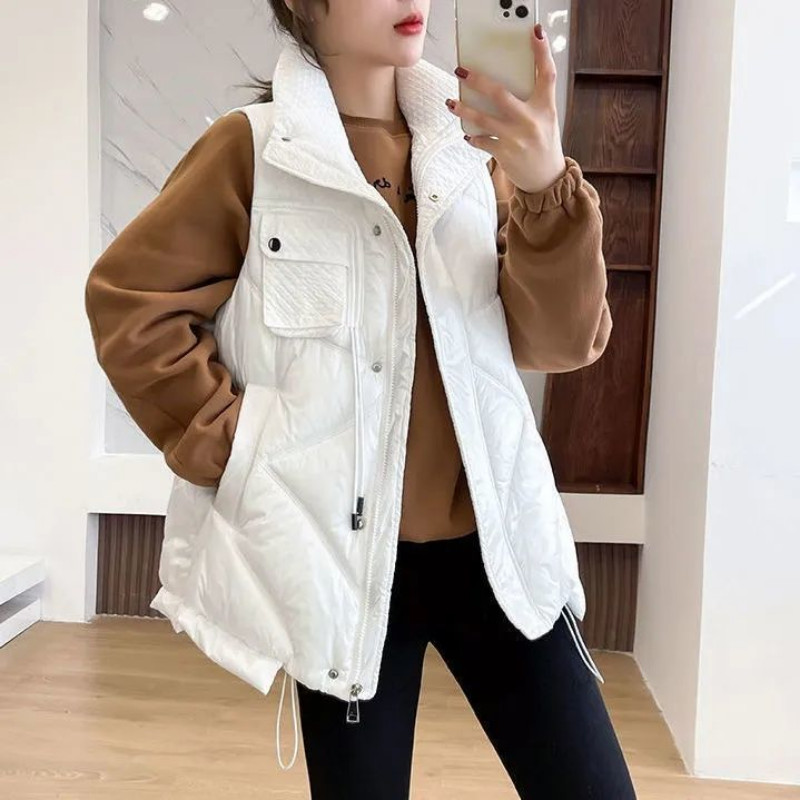 Dámska zimná bavlnená vesta bez rukávov, kardigan, kórejská móda, kabáty, vesty, voľný teplý top Harajuku, nový