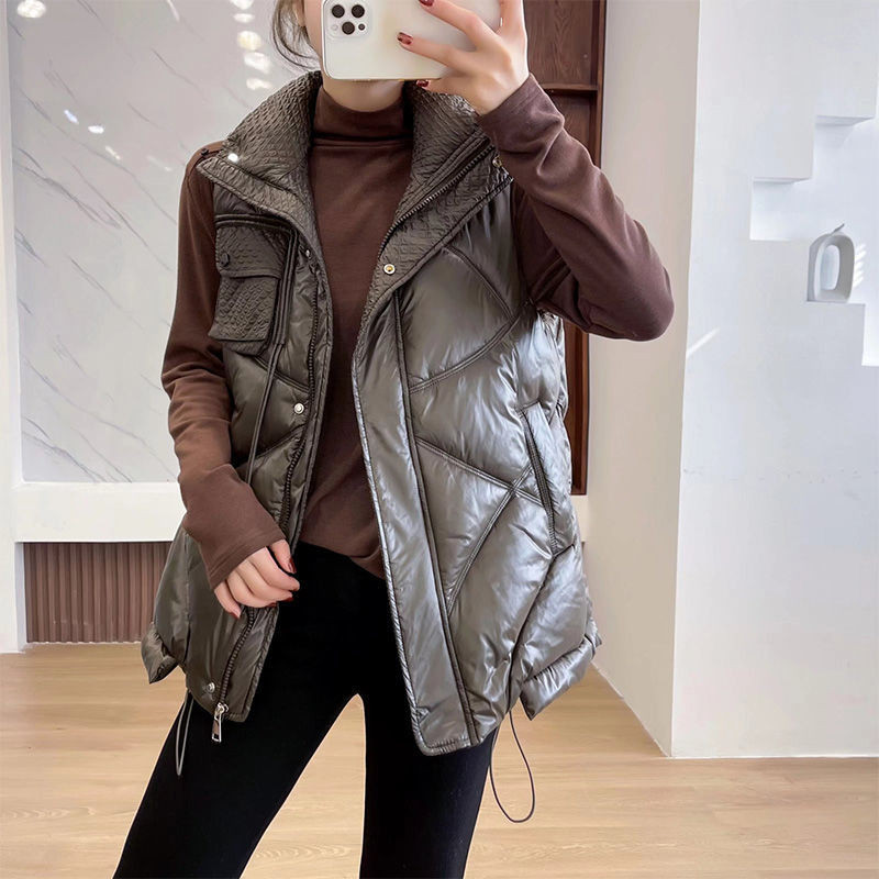 Dámska zimná bavlnená vesta bez rukávov, kardigan, kórejská móda, kabáty, vesty, voľný teplý top Harajuku, nový