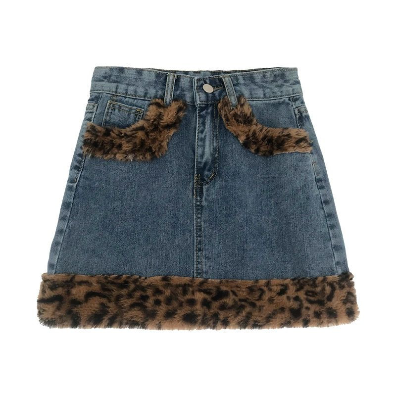 Suknja s omotanom stražnjicom s uzorkom leoparda Vruća djevojka, seksi suknja s porubom na dolje Novi stil traper suknje u proljeće i jesen 2022.