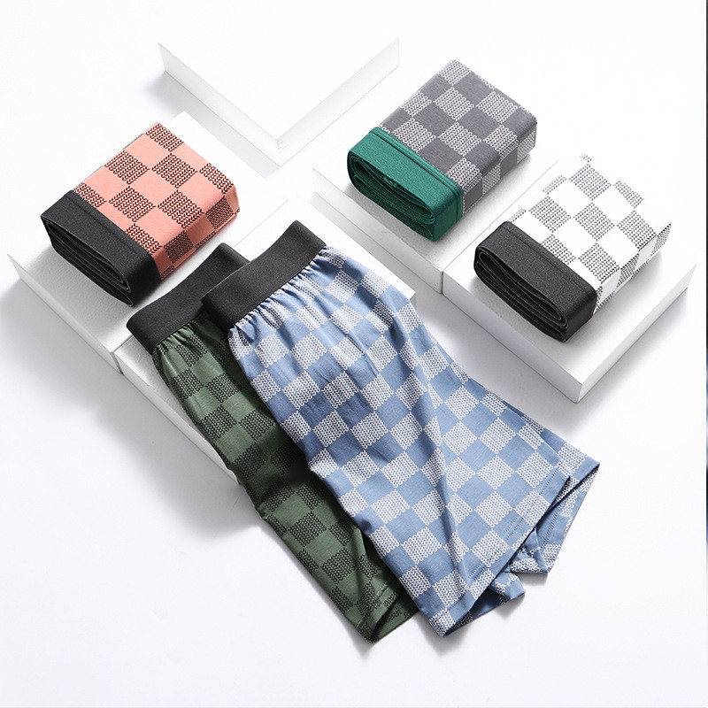 Ανδρικά μπόξερ Βαμβακερά μοντάλ μπαούλα εσώρουχα Μαλακά άνετα εσώρουχα Εσώρουχα με βέλη Καρό στη μέση Μπόξερ σορτς Φαρδιά σώβρακο