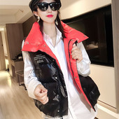 Zimná nafúknutá vesta bez rukávov Dámska teplá vesta Parky Krátky kabát Stojatý golier Bavlnená bunda Tank Topy