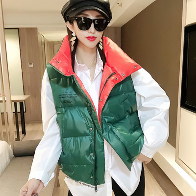 Zimná nafúknutá vesta bez rukávov Dámska teplá vesta Parky Krátky kabát Stojatý golier Bavlnená bunda Tank Topy