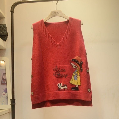 Νέα πλεκτά πουλόβερ Γιλέκο Χειμερινό τζάκετ Γυναικεία αμάνικα γιλέκα Παλτό Κορεάτικη μόδα Φαρδύ πουλόβερ V λαιμόκοψη 2022