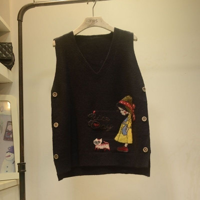 Νέα πλεκτά πουλόβερ Γιλέκο Χειμερινό τζάκετ Γυναικεία αμάνικα γιλέκα Παλτό Κορεάτικη μόδα Φαρδύ πουλόβερ V λαιμόκοψη 2022