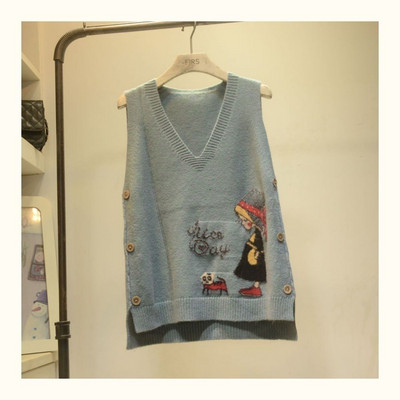 Νέα πλεκτά πουλόβερ Γιλέκο Χειμερινό τζάκετ Γυναικεία αμάνικα γιλέκα Παλτό Κορεάτικη μόδα Φαρδύ πουλόβερ V λαιμόκοψη 2022