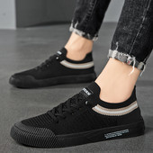 Mrežaste ravne ležerne tenisice na vezanje Modne vanjske neklizajuće, udobne, mekane donjice, prozračne, svestrane muške vulkanizirane cipele