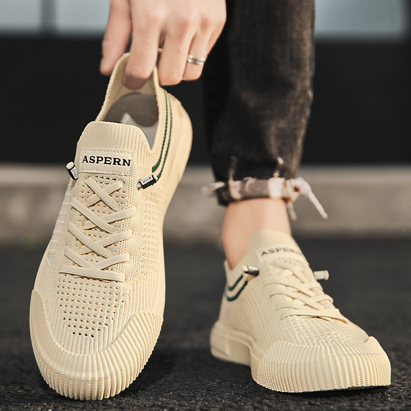 Mrežaste ravne ležerne tenisice na vezanje Modne vanjske neklizajuće, udobne, mekane donjice, prozračne, svestrane muške vulkanizirane cipele