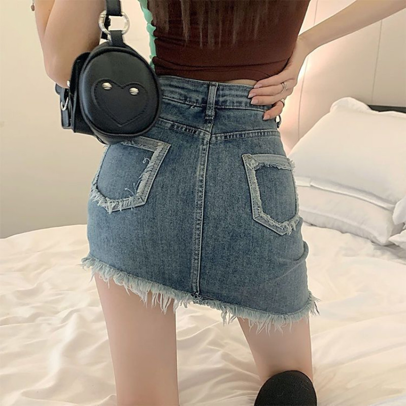 Traper suknje za žene Seksi uska odjeća Odjeća za noćni klub Gyaru A kroja Ljetna ulična odjeća 2023. Ženska jeans suknja Y2k V