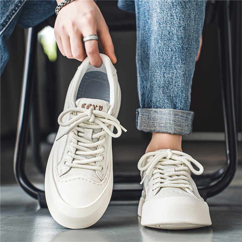 Νέα ανοιξιάτικα και φθινοπωρινά στρογγυλά δάχτυλα με παχύ κάτω κορδόνι Ανδρικά παπούτσια καθημερινά Μόδα, αντιολισθητικά, μοντέρνα παπούτσια για άντρες