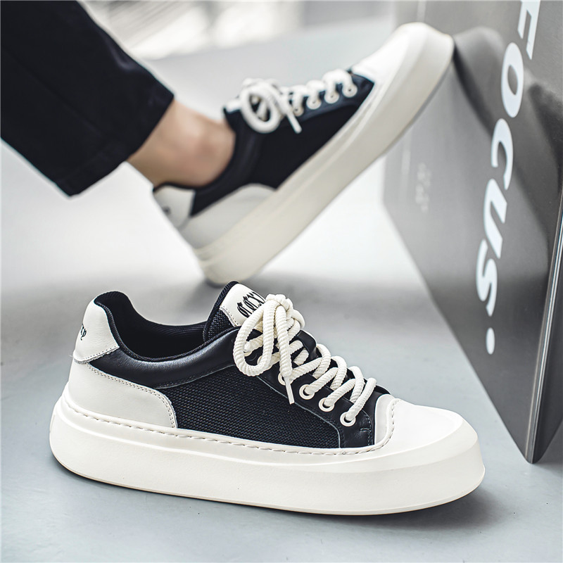 Νέα ανοιξιάτικα και φθινοπωρινά στρογγυλά δάχτυλα με παχύ κάτω κορδόνι Ανδρικά παπούτσια καθημερινά Μόδα, αντιολισθητικά, μοντέρνα παπούτσια για άντρες