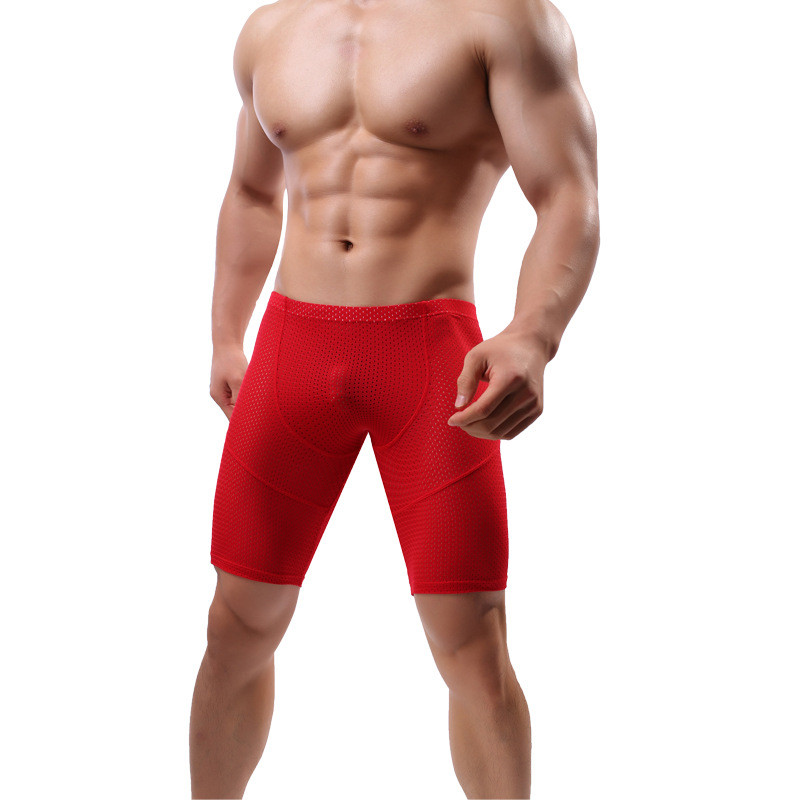 Pantaloni scurți cu picioare lungi Boxer Sexy Lenjerie pentru bărbați Chiloți Fitness Chiloți respirabili Sport de înaltă calitate Alergare Pantaloni scurți până la genunchi
