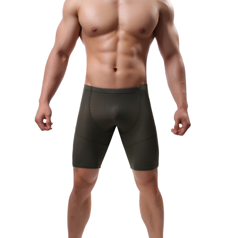Pantaloni scurți cu picioare lungi Boxer Sexy Lenjerie pentru bărbați Chiloți Fitness Chiloți respirabili Sport de înaltă calitate Alergare Pantaloni scurți până la genunchi
