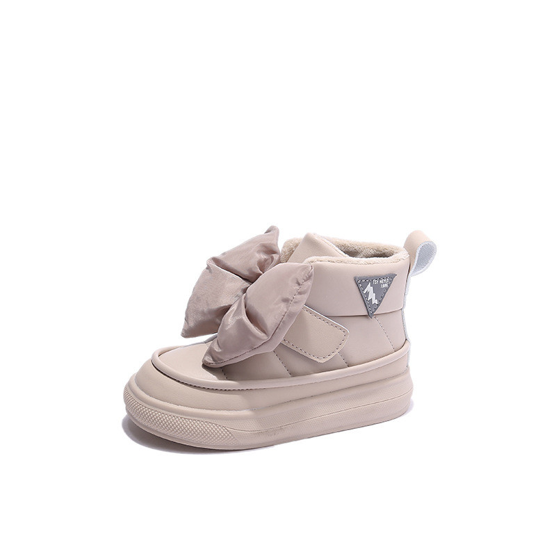 Zimske dječje čizme za snijeg Moda za djevojčice s velikom leptir-kravatom Dizajn princezinih čizama Dječje tople deblje pamučne cipele s kopčanjem na kuku