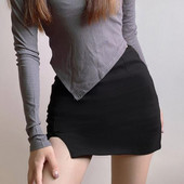 Σέξι μοντέρνα γυναικεία φούστα σε γραμμή Α με ελαστική ψηλή μέση