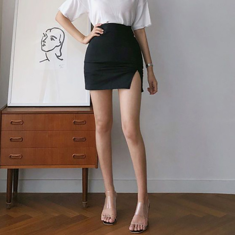 Σέξι μοντέρνα γυναικεία φούστα σε γραμμή Α με ελαστική ψηλή μέση