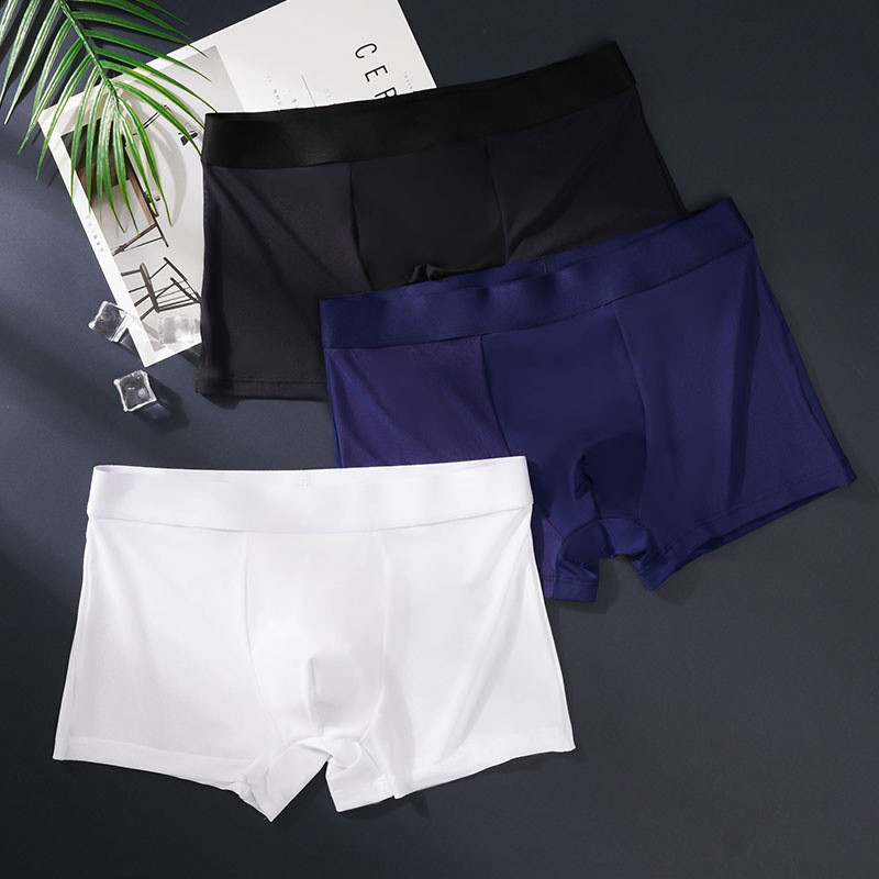 Lenjerie de corp pentru bărbați din mătase de gheață de vară, boxer, fără sudură, chiloți confortabili, respirabili, chiloți boxeri pentru bărbați Cueca Homme