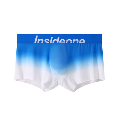 Ново модно мъжко бельо, гащички Ice Silk Seamless Sexy U Pouch Gradient Color Boxer Shorts Тънки дишащи мъжки гащи