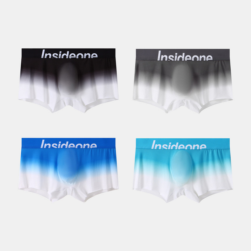 Νέα μόδα ανδρικά εσώρουχα εσώρουχα Ice Silk Seamless Sexy U Pouch ντεγκραντέ έγχρωμο μπόξερ σορτς Λεπτά αναπνεύσιμα ανδρικά σώβρακα